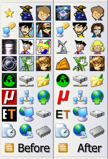 Comparison of old and new icons